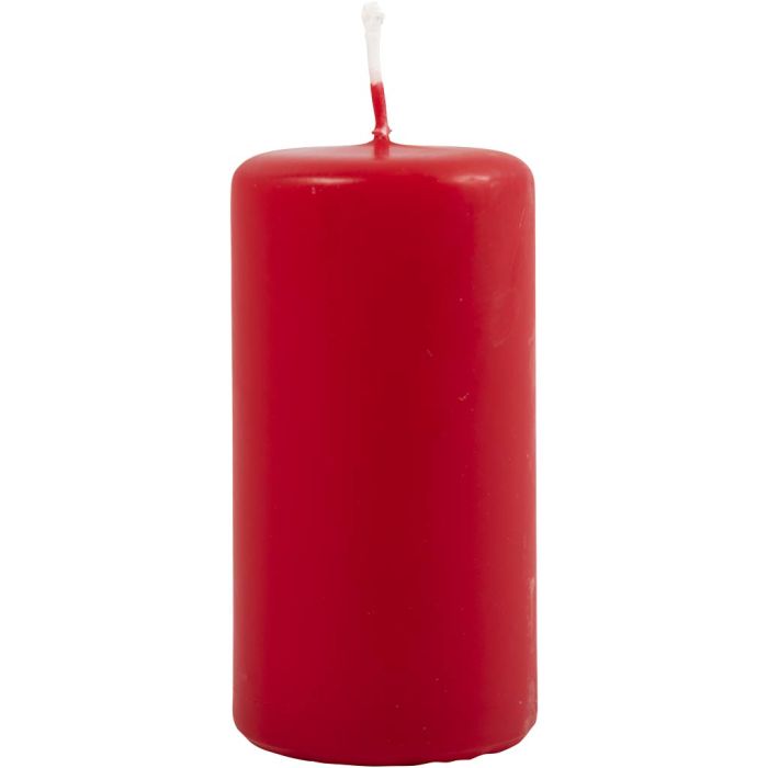 Velas, A: 100 mm, dia 50 mm, rojo, 6 ud/ 1 paquete