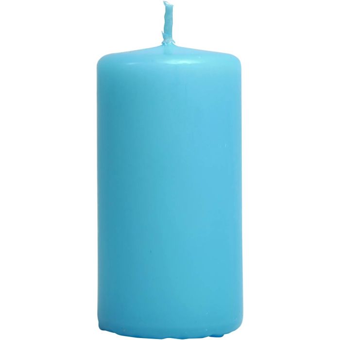 Velas, A: 100 mm, dia 50 mm, azul claro, 6 ud/ 1 paquete