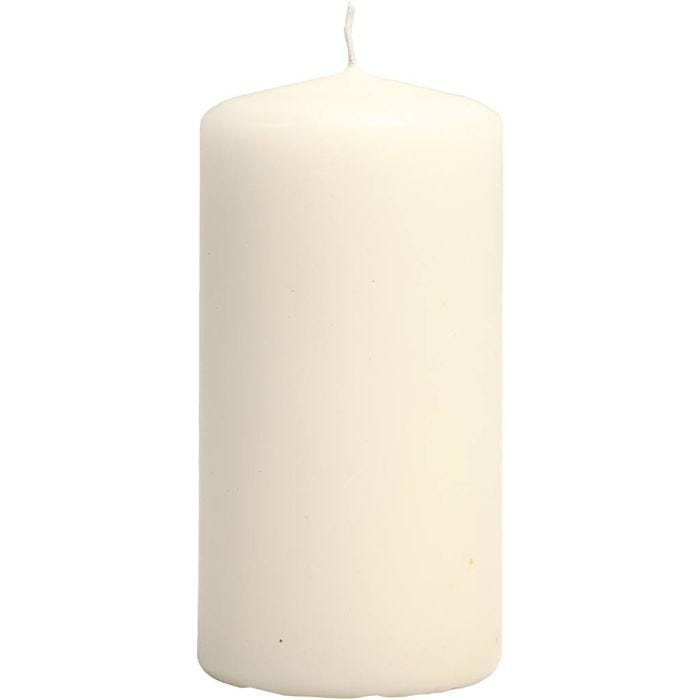 Velas, A: 100 mm, dia 50 mm, blanquecino, 12 ud/ 1 paquete