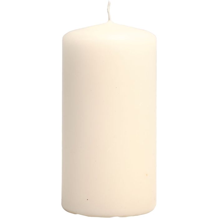 Velas, A: 100 mm, dia 50 mm, blanquecino, 6 ud/ 1 paquete