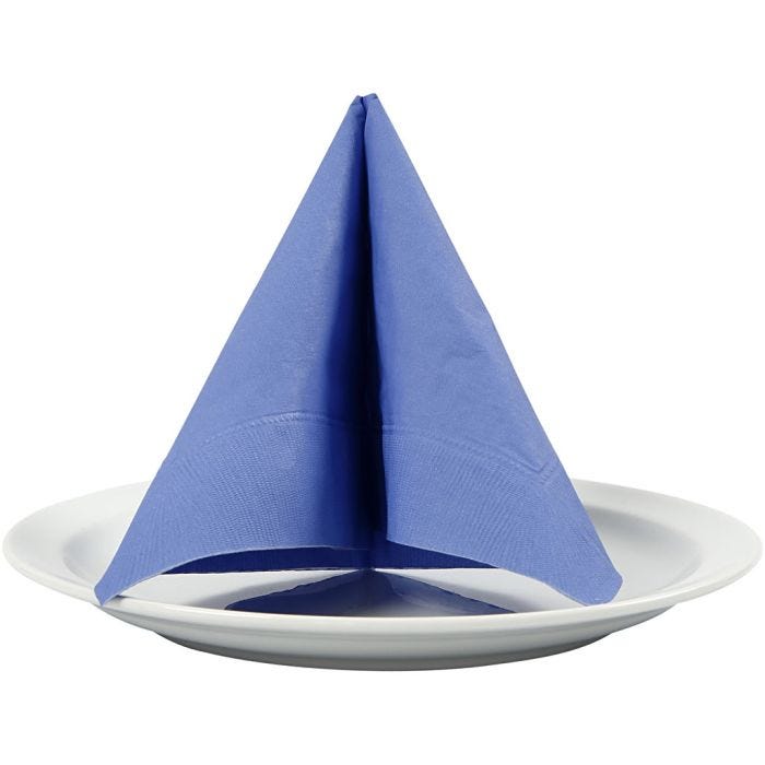 Servilleta, parte trasera blanca, medidas 33x33 cm, azul claro, 20 ud/ 1 paquete