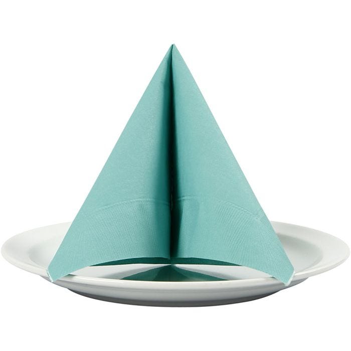 Servilleta, parte trasera blanca, medidas 33x33 cm, azul turquesa light, 20 ud/ 1 paquete