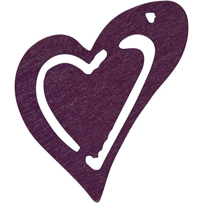 Corazón, medidas 25x22 mm, grosor 1,7 mm, violeta oscuro, 20 ud/ 1 paquete