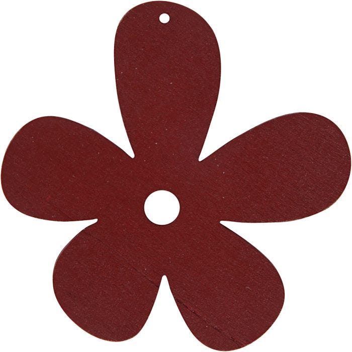 Flor, medidas 57x51 mm, grosor 2 mm, burdeos, 10 ud/ 1 paquete