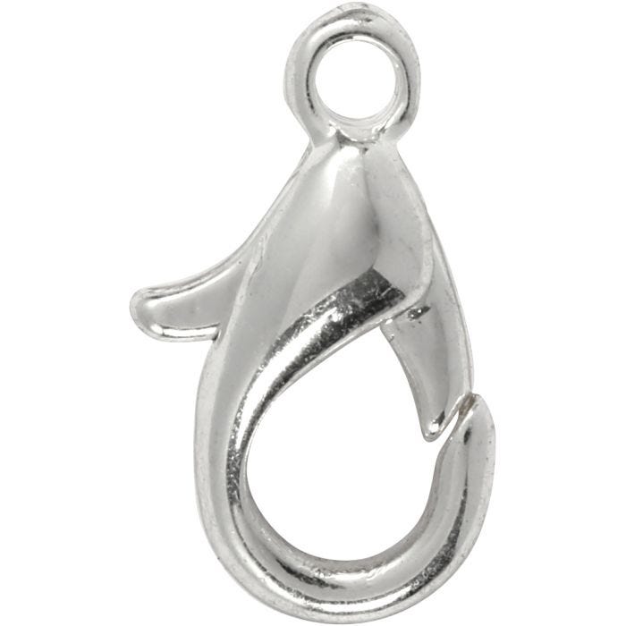 Mosquetones, L. 10 mm, plateado, 100 ud/ 1 paquete
