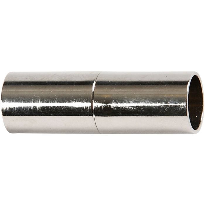 Cierre magnético, L. 23 mm, medida agujero 6 mm, plateado, 2 ud/ 1 paquete