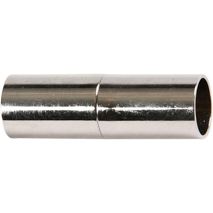 Cierre magnético, L. 20 mm, medida agujero 5 mm, plateado, 2 ud/ 1 paquete