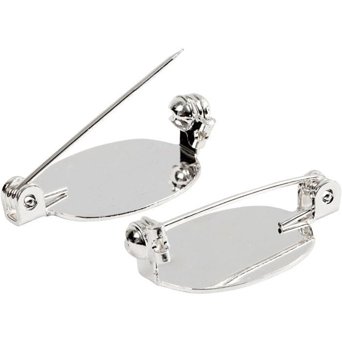 Base de broche, medidas 20x15 mm, plateado, 100 ud/ 1 paquete