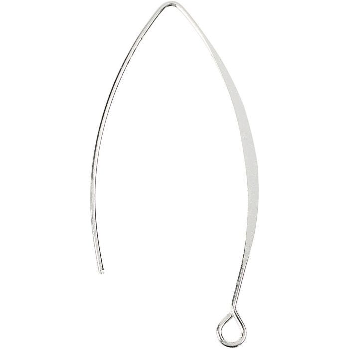 Pendiente, A: 42 mm, medida agujero 2 mm, plateado, 30 ud/ 1 paquete