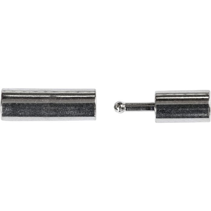 Cierre magnético, medidas 3x14 mm, medida agujero 2 mm, plateado, 40 ud/ 1 paquete