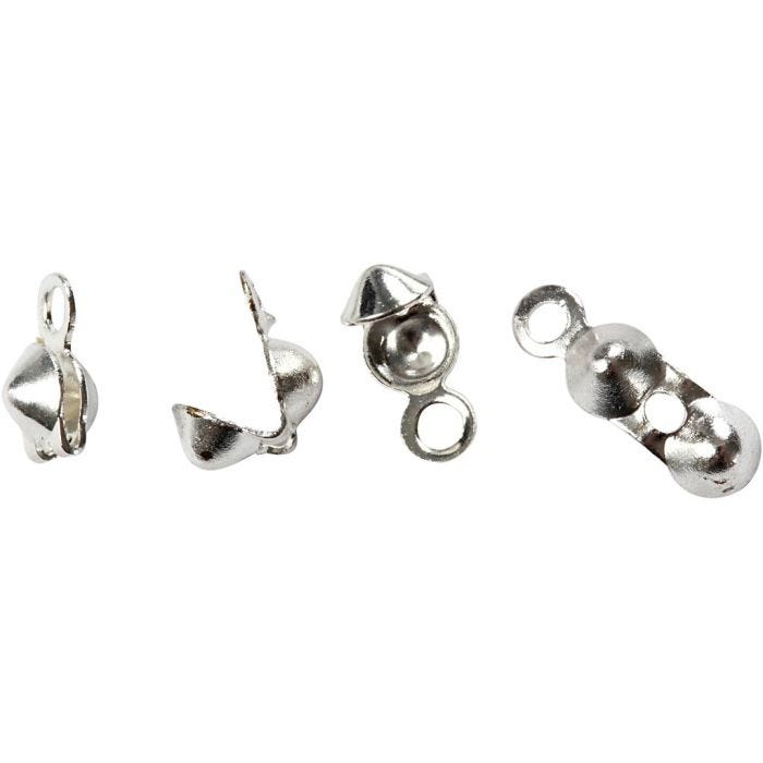 Truco para cuentas, 8 mm, 3 mm, plateado, 100ud/ 1 paquete