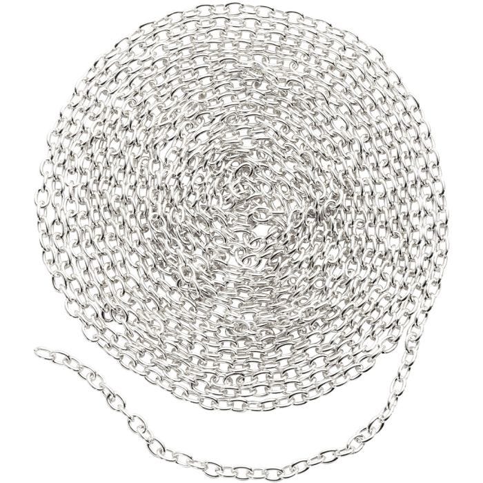 Cadena de joyería, A: 2 mm, plateado, 2 m/ 1 ud