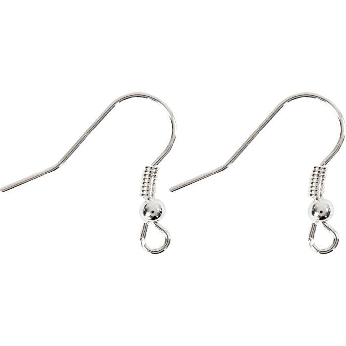 Pendientes de Gancho, L. 18 mm, plata, 10 ud/ 1 paquete