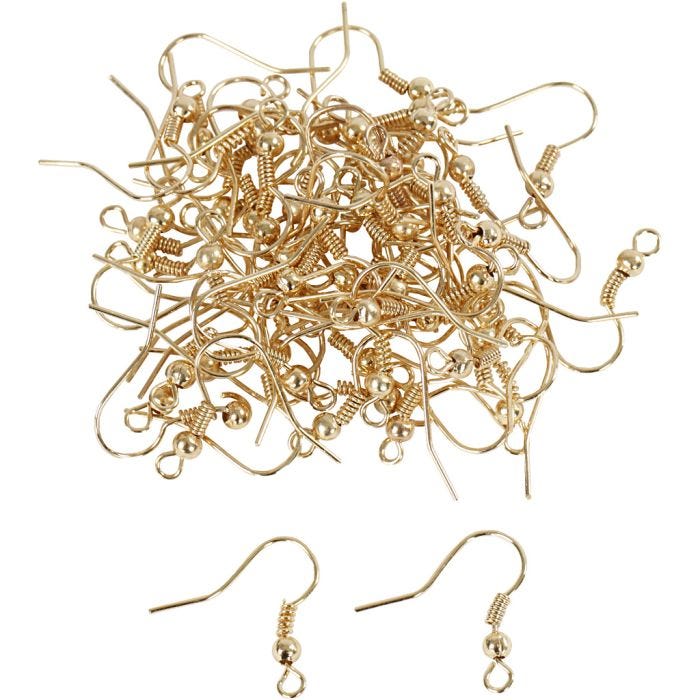 Pendientes de Gancho, L. 18 mm, dorado/plateado, 100ud/ 1 paquete