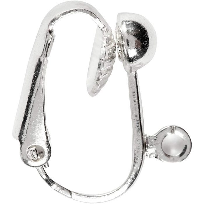 Pendientes Clip-On, L. 16,5 mm, A: 1,5 mm, medida agujero 1,6 mm, plateado, 6 ud/ 1 paquete