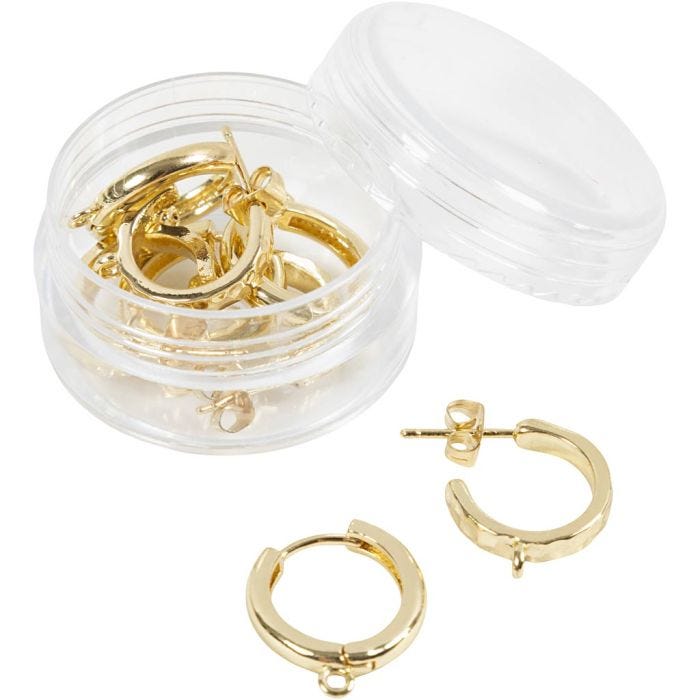 Pendientes de aro., dia 15 mm, grosor 3 mm, dorado/plateado, 2x2 par/ 1 paquete
