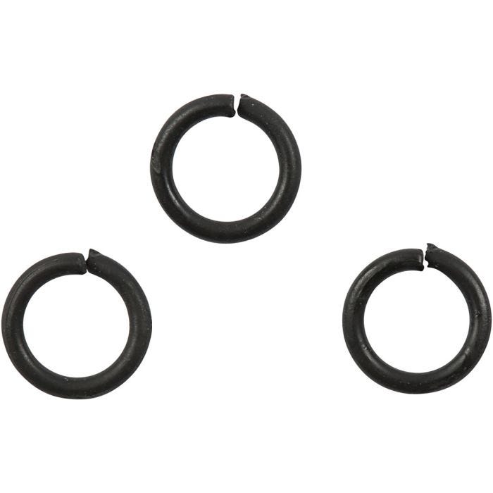 Anillas, medidas 7 mm, grosor 1 mm, negro, 50 ud/ 1 paquete