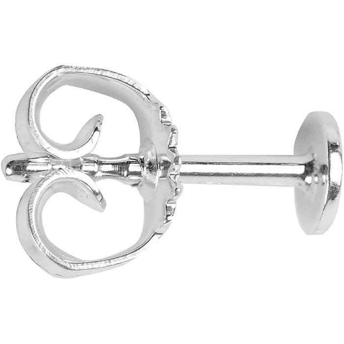 Pendientes de botón, L. 13 mm, dia 5 mm, plata, 10 ud/ 1 paquete