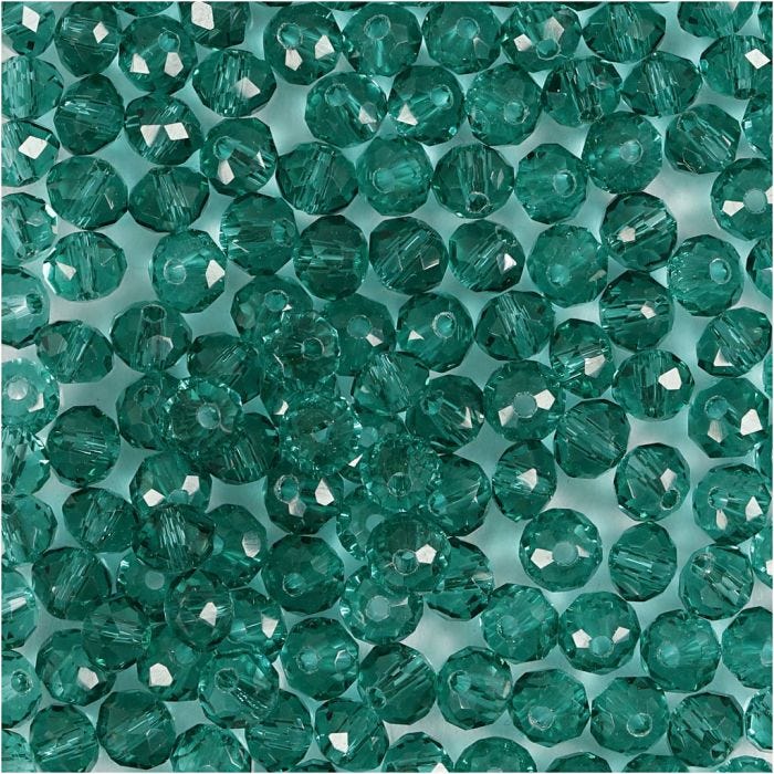 Perlas Facetadas, dia 4 mm, medida agujero 1 mm, verde, 45 ud/ 1 paquete