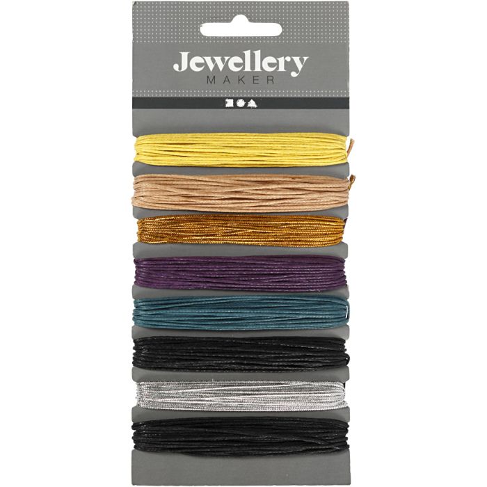 Cordón de algodón, grosor 1 mm, encerado, surtido de colores, 8x5 m/ 1 paquete