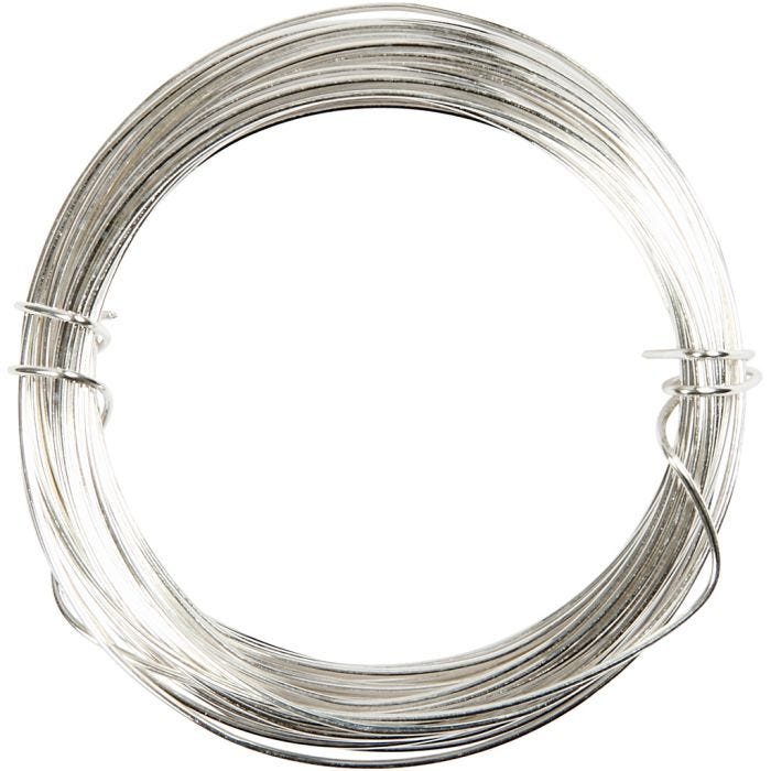 Alambre de plata, grosor 0,6 mm, plateado, 10 m/ 1 rollo