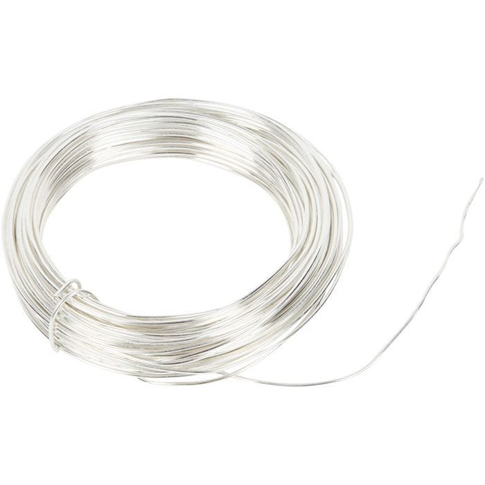 Alambre metálico, grosor 1 mm, plateado, 4 m/ 1 rollo