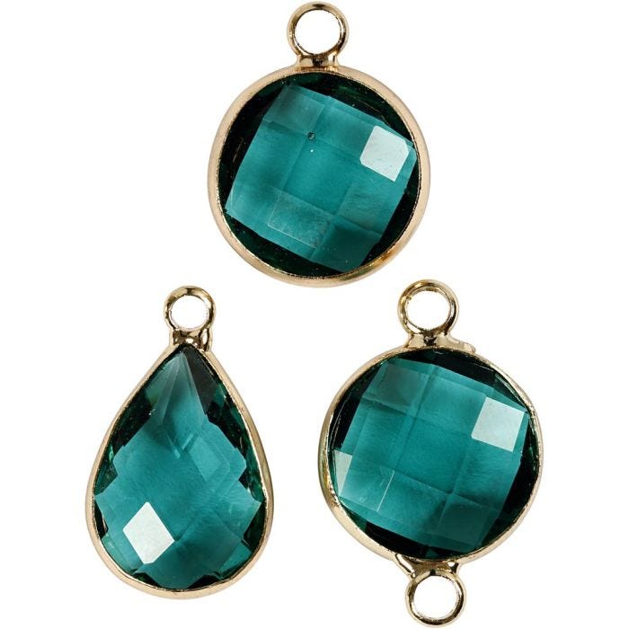 Colgante de joyería, 15-20 mm, 2 mm, verde, 1 paquete