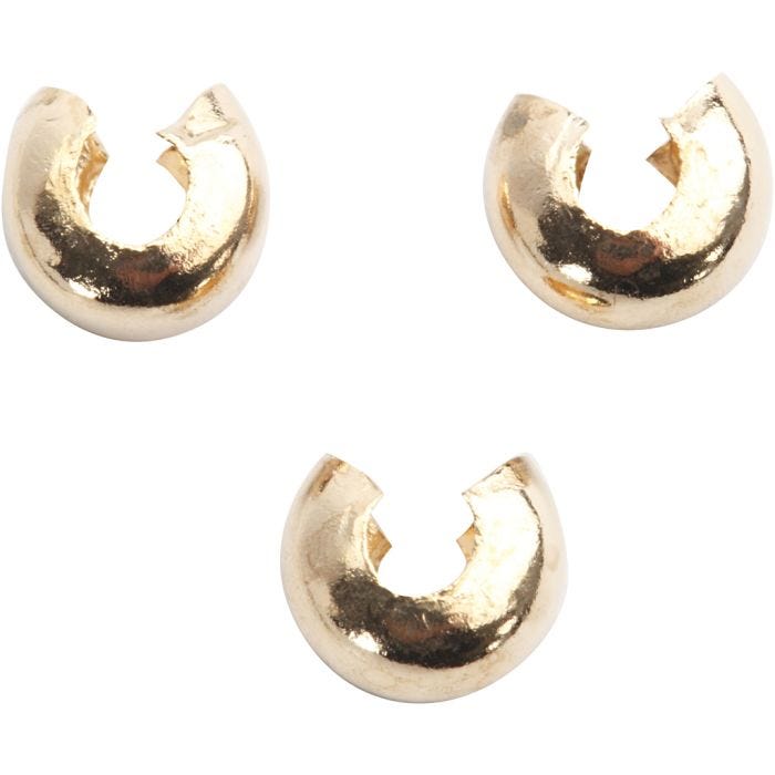 Funda para cuentas de engarzado, dia 5 mm, dorado/plateado, 50 ud/ 1 paquete