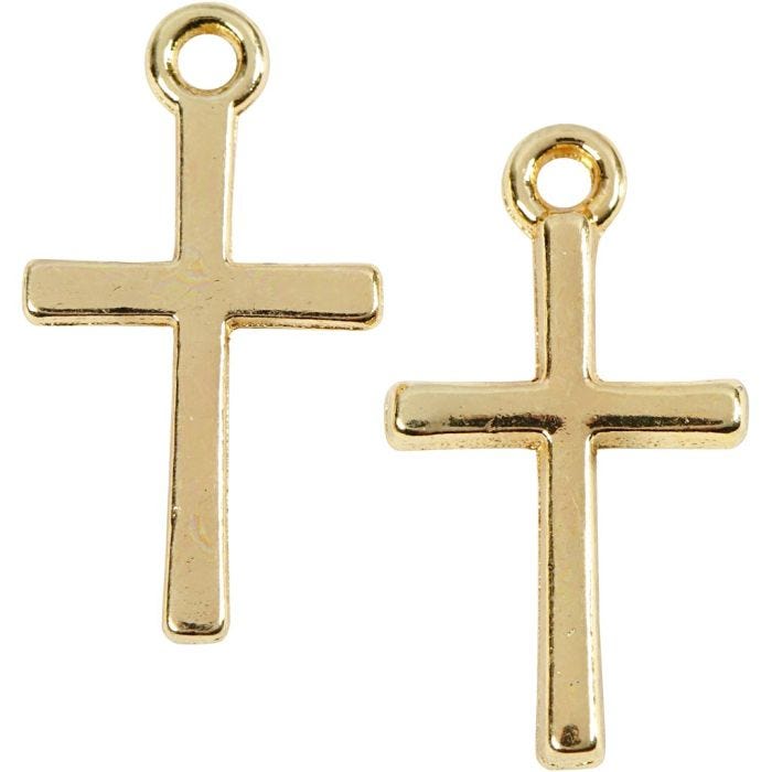 Colgante cruz, medidas 10x18 mm, dorado/plateado, 20 ud/ 1 paquete