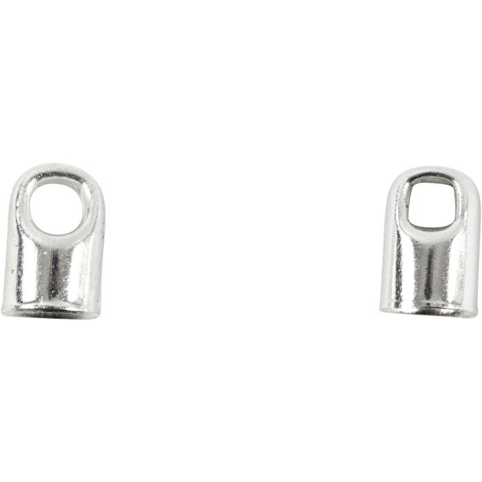 Piezas finales, L. 7 mm, dia 4,5 mm, plateado, 8 ud/ 1 paquete