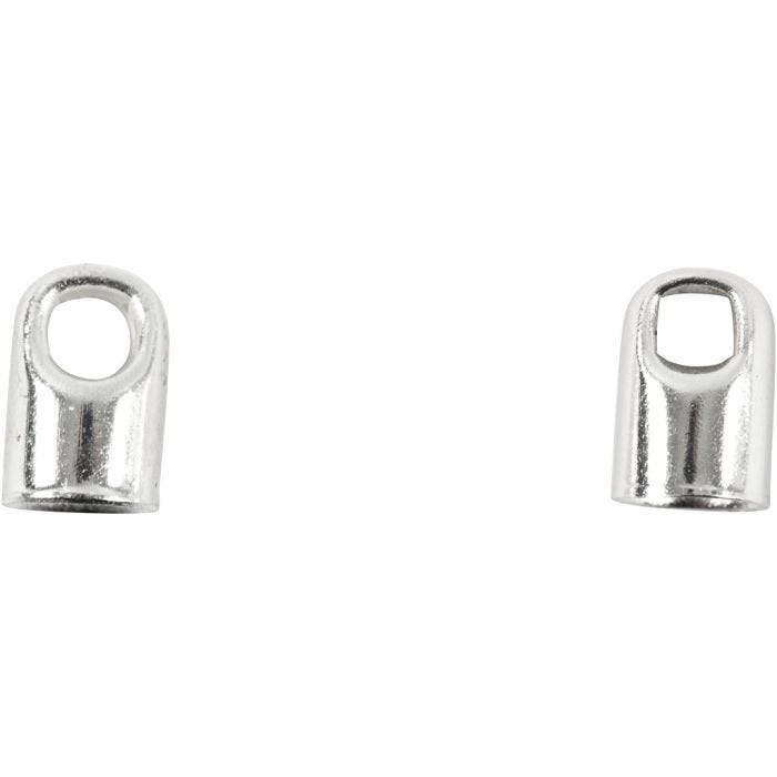 Piezas finales, L. 7 mm, dia 4,5 mm, plateado, 50 ud/ 1 paquete