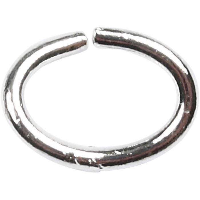 Anillos de salto ovalados, grosor 1 mm, plateado, 40 ud/ 1 paquete