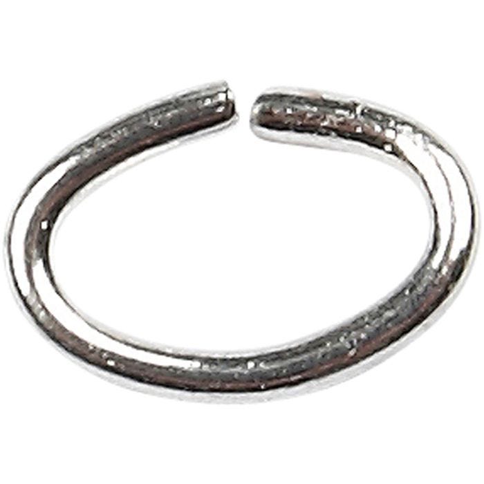 Anillos de salto ovalados, grosor 0,7 mm, plateado, 50 ud/ 1 paquete