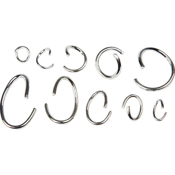 Gama de anillos ovalados y redondos, plateado, 800 stdas/ 1 paquete