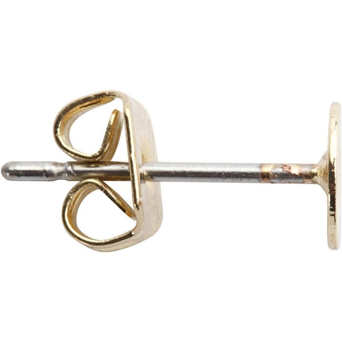 Pendientes de botón, L. 13 mm, dorado/plateado, 10 ud/ 1 paquete