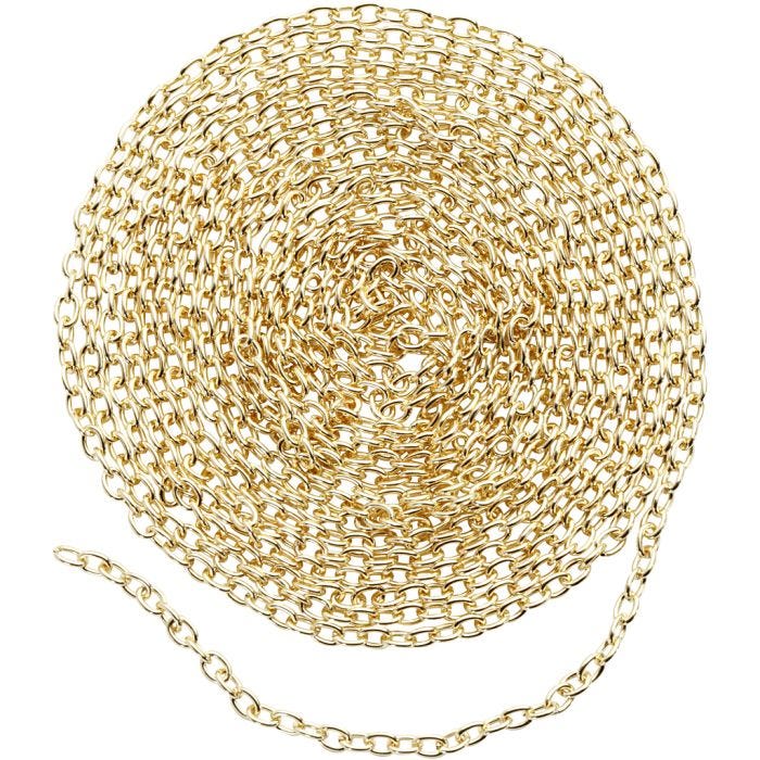 Cadena de joyería, A: 2 mm, dorado/plateado, 2 m/ 1 paquete