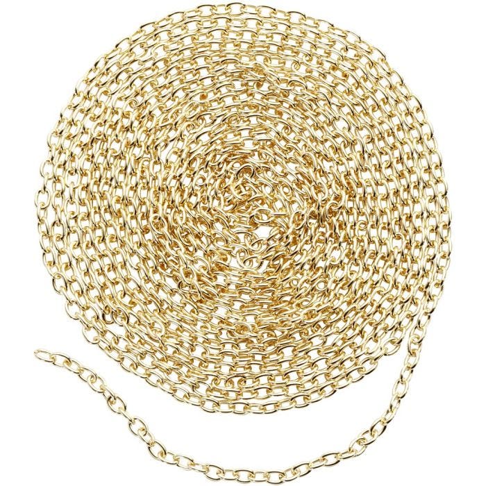 Cadena de joyería, A: 2 mm, dorado/plateado, 20 m/ 1 paquete