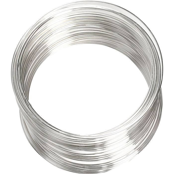 Alambre con memoria, dia 6 cm, grosor 0,8 mm, plateado, 1 ud