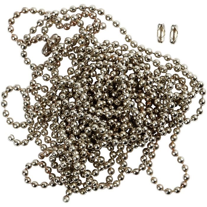 Cadena de bolas, dia 1,5 mm, plateado, 3 m/ 1 rollo