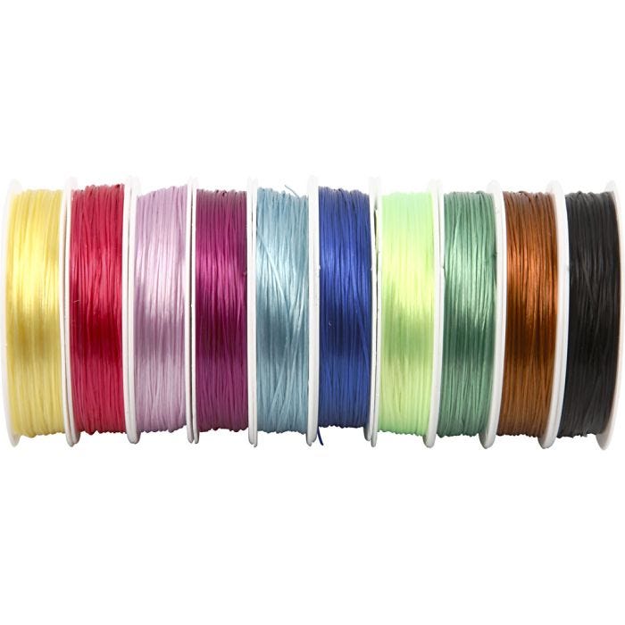 Cuerda elástica, grosor 1 mm, surtido de colores, 10x25 m/ 1 paquete