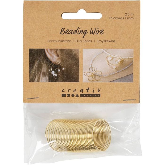 Alambre de joyería, grosor 1 mm, dorado/plateado, 2.50 m/ 1 paquete