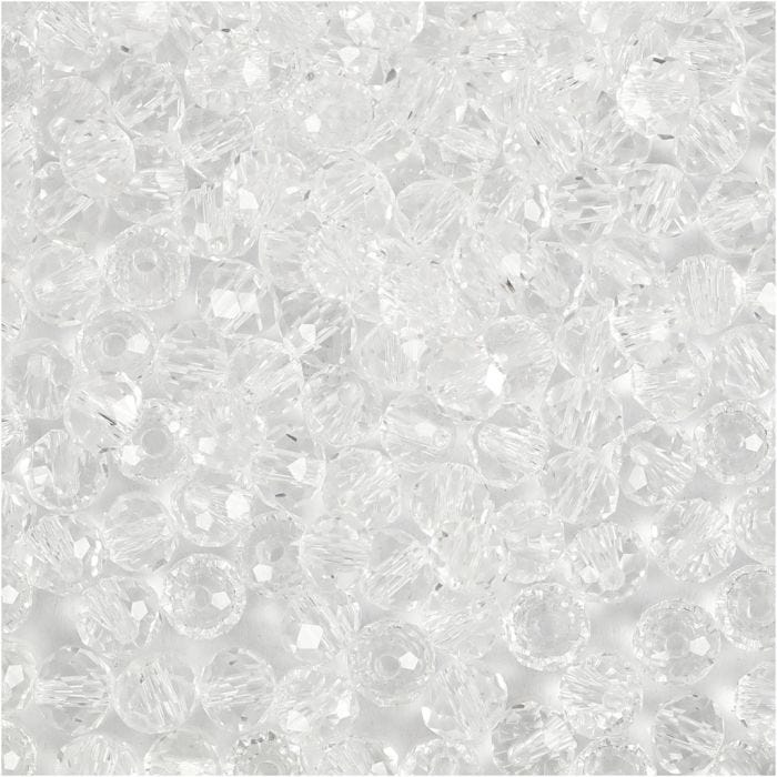 Perlas Facetadas, medidas 3x4 mm, medida agujero 0,8 mm, cristal, 100 ud/ 1 paquete