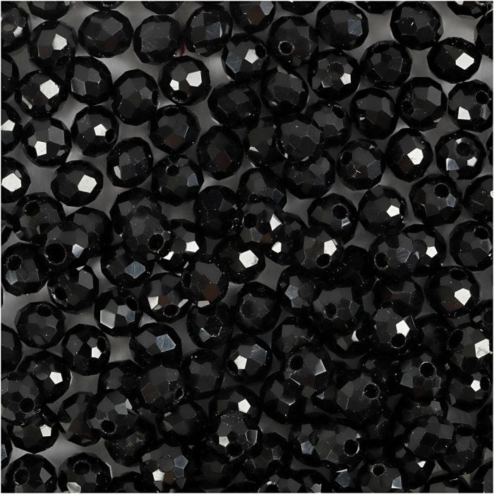 Perlas Facetadas, medidas 3x4 mm, medida agujero 0,8 mm, negro metálico, 100 ud/ 1 paquete