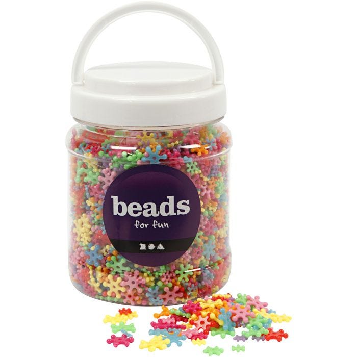 Cuentas de Plástico con Formas, dia 7-13,5 mm, medida agujero 2 mm, surtido de colores, 270 gr, 700 ml/ 1 bote