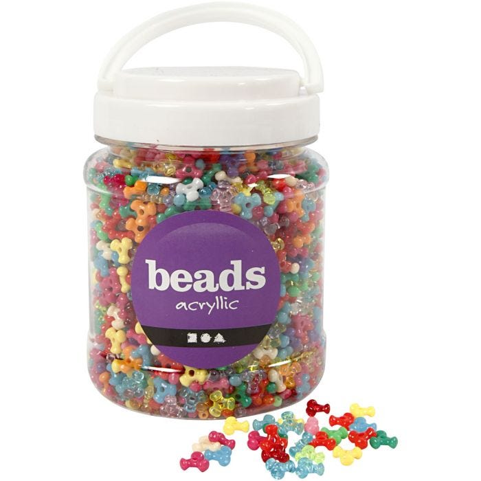 Cuentas de plástico, dia 10 mm, medida agujero 2 mm, surtido de colores, 385 gr, 700 ml/ 1 bote