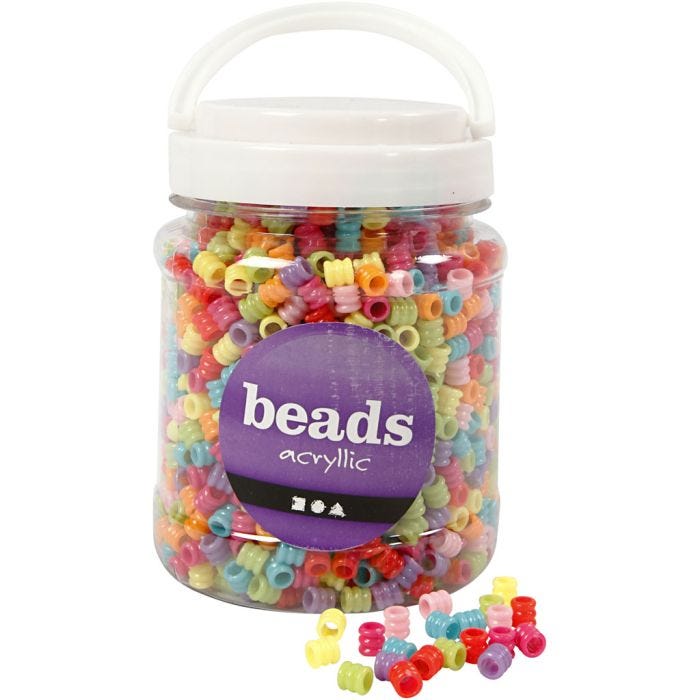 Barril de cuentas, dia 7 mm, medida agujero 3,5 mm, surtido de colores, 265 gr, 700 ml/ 1 bote