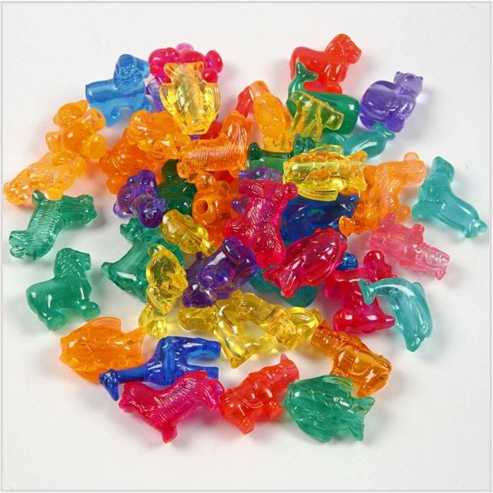 Cuentas de forma de animales, medidas 25 mm, medida agujero 4 mm, 125 ml/ 1 paquete