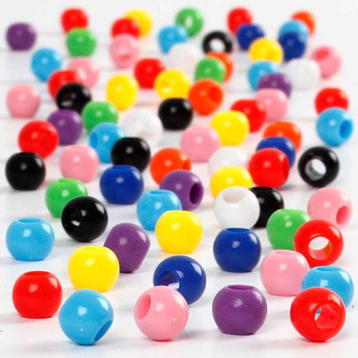 Cuentas Pony, dia 6 mm, medida agujero 3 mm, 75 gr, 125 ml/ 1 paquete
