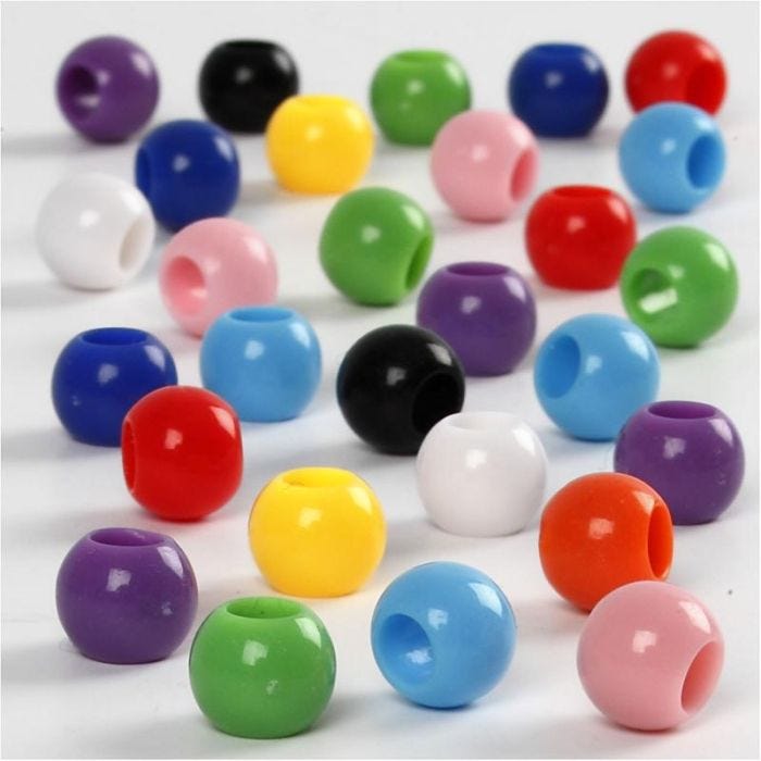 Cuentas Pony, dia 8 mm, medida agujero 4 mm, 70 gr, 125 ml/ 1 paquete
