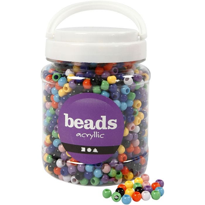 Cuentas Pony, dia 8 mm, medida agujero 4 mm, surtido de colores, 415 gr, 700 ml/ 1 bote